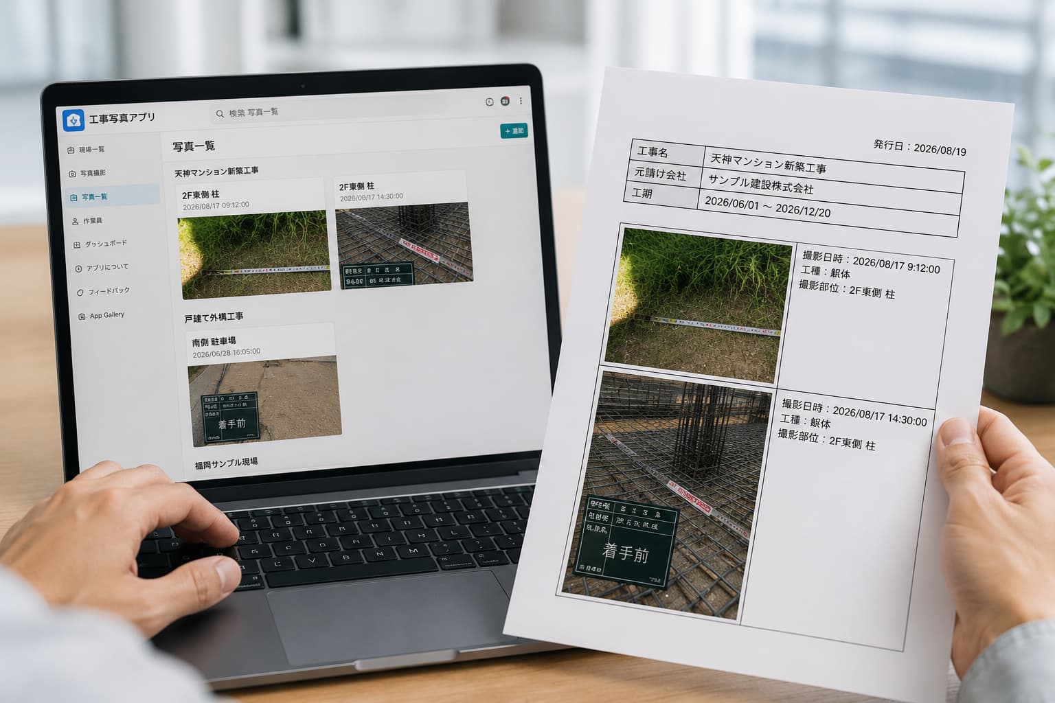 登録済みの情報から書類(PDF)が生成される様子